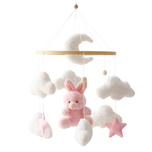 Mobile de Lit Bébé Peluche Lapin et Nuages