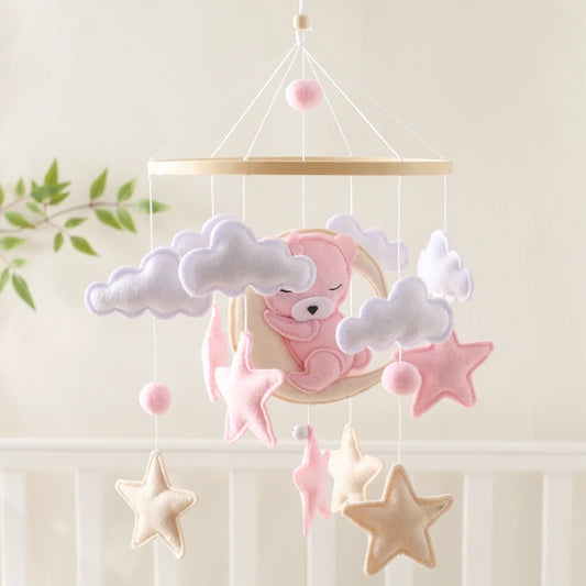 Découvrez le Mobile Ciel étoilé Ours Rose : Cadeau Idéal pour une Chambre de Bébé Enchantée