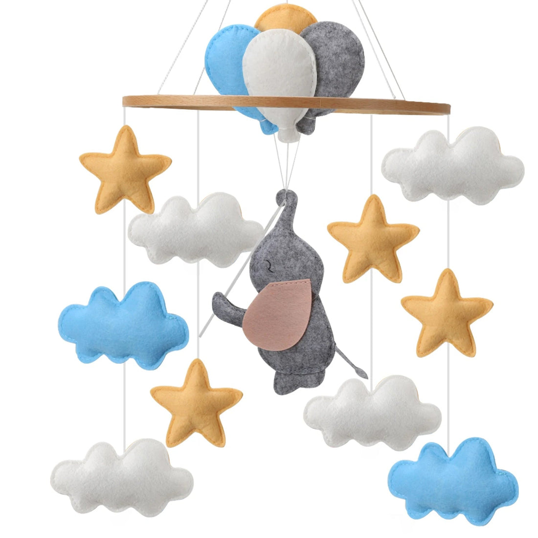 Un Cadeau de Naissance Inoubliable : Mobile de Lit Bébé avec Éléphant et Nuages