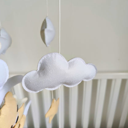 Mobile de Lit Nuages Étoiles - Ourson Dormeur Beige