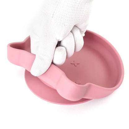 Set Repas Bébé Ours en Silicone et Bambou