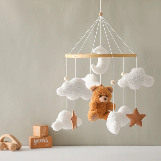 Mobile de Lit Bébé Peluche Nounours et Nuages