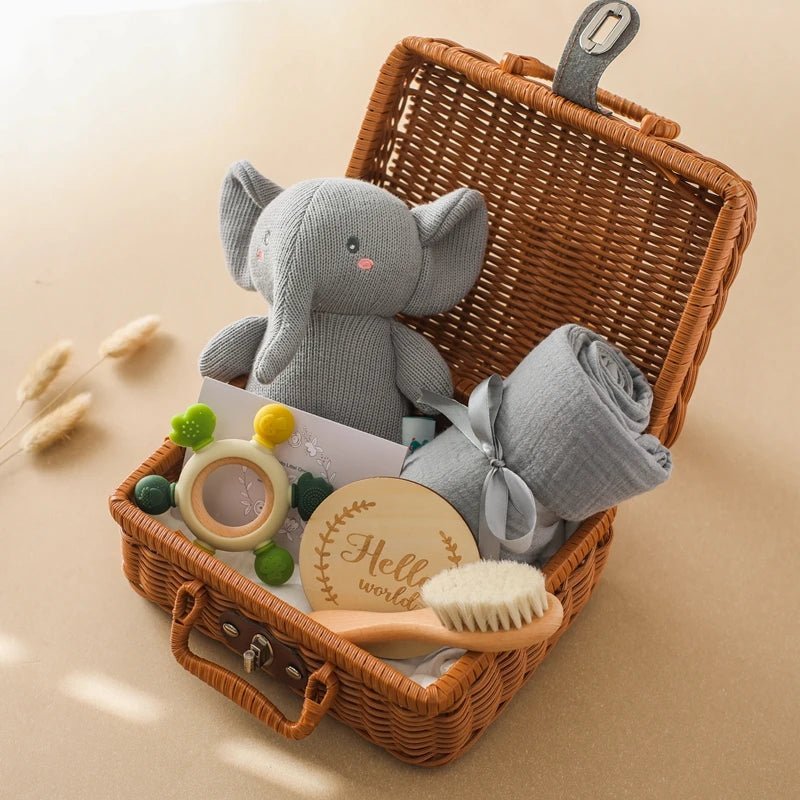 Coffret Cadeau de Naissance - Douceur et Apprentissage pour Bébé - Éléphant- Le monde des pitchounes