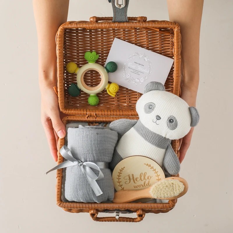 Coffret Cadeau de Naissance - Douceur et Apprentissage pour Bébé - Panda- Le monde des pitchounes