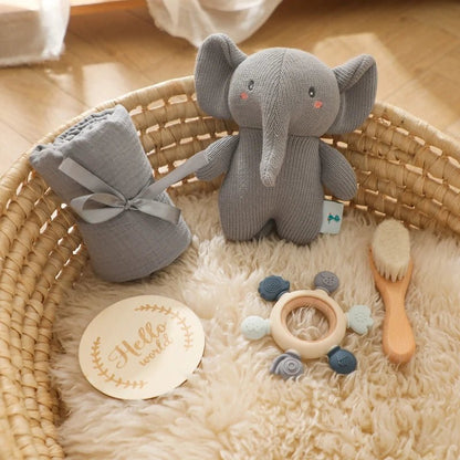 Coffret Cadeau de Naissance - Douceur et Apprentissage pour Bébé - Éléphant- Le monde des pitchounes