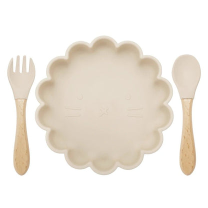 Set Assiette et Couverts Bébé - Blanc cassé- Le monde des pitchounes