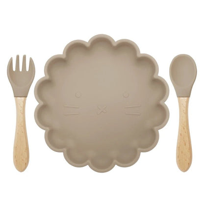 Set Assiette et Couverts Bébé - Taupe- Le monde des pitchounes