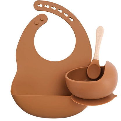 Set Repas Bébé Silicone et Bambou - Ocre- Le monde des pitchounes