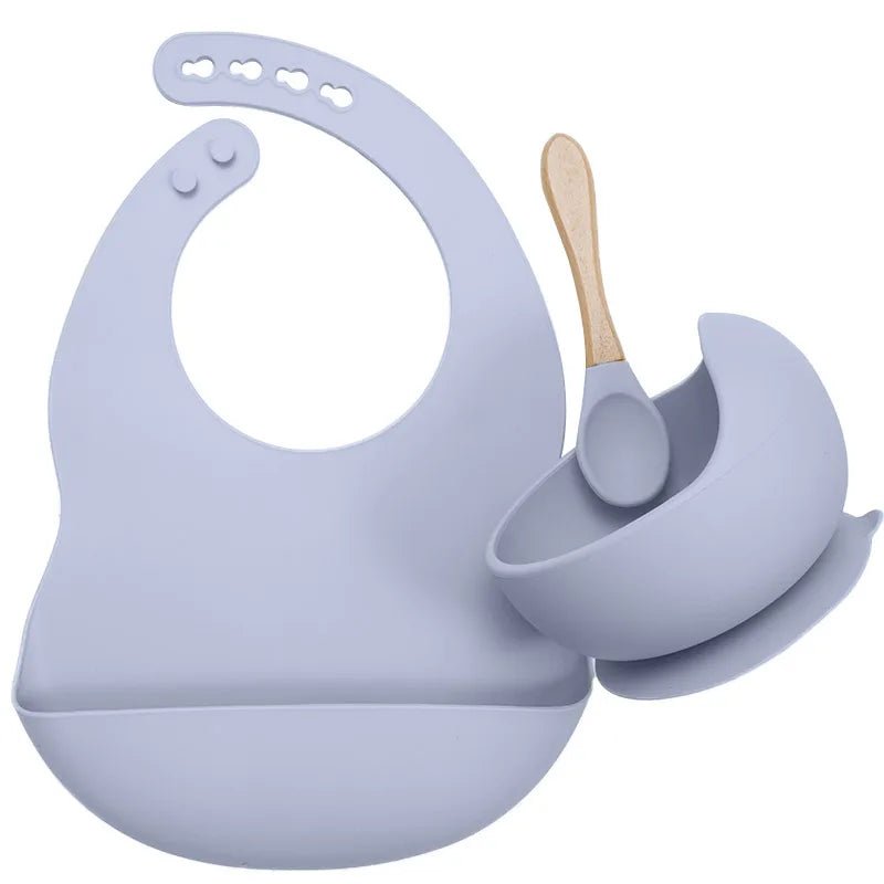 Set Repas Bébé Silicone et Bambou - Lavande- Le monde des pitchounes