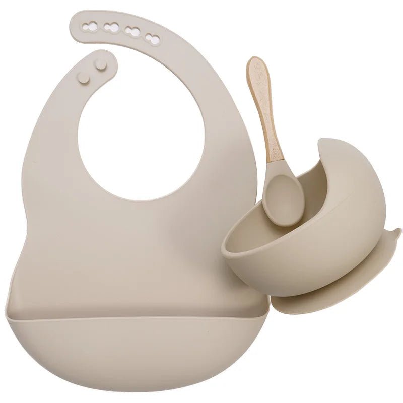 Set Repas Bébé Silicone et Bambou - Sable- Le monde des pitchounes